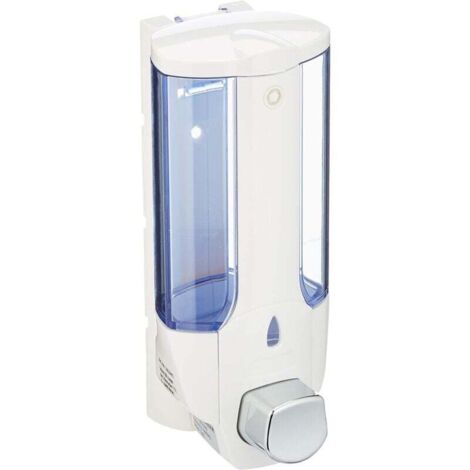 ZVD - Dispensador de jabón líquido de pared de 380 ml, soporte para jabón líquido para baño, dispensador universal para jabón líquido, gel de ducha, champú 8 x 18,5 x 8 cm - blanco