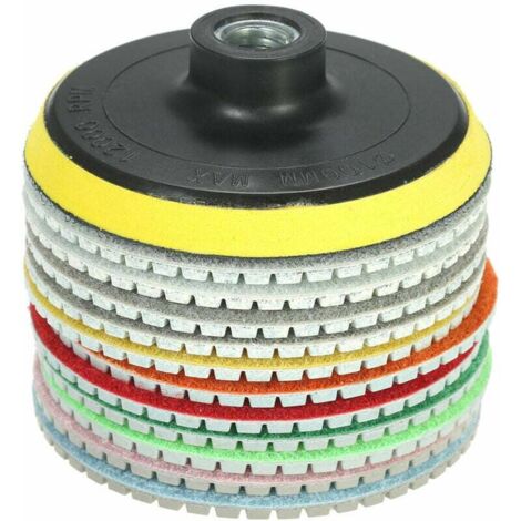 ZVD- Disque diamant pour meuleuse 11 pièces 4 pouces diamant tampons de polissage humides disque de meulage + 1 tampon de support pour granit marbre pierre carreaux de céramique béton,