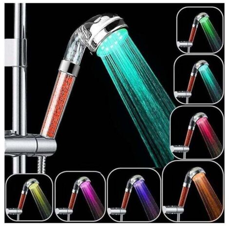 ZVD Douchette de Douche LED, Douchette douche salle de bain Douchette à main 7 Couleurs LED Pommeau de douche Haute Pression Economie d'Eau Pulvérisateur et double filtre anti chlore