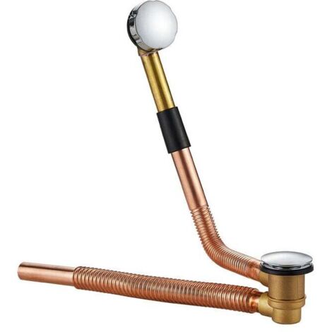 ZVD Drain de baignoire à câble complet avec siphon réglable, cuivre, régler et oublier