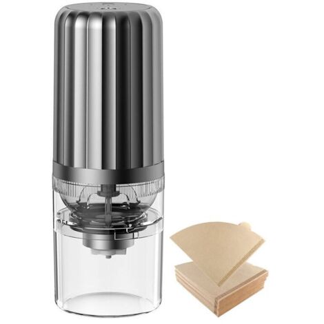 ZVD Electric Coffee Grinder with 100 Coffee Filters, Automatic Compact Conical Burr Coffee Bean Grinder with Muli Grind Setting, USB Rechargeable and Brush