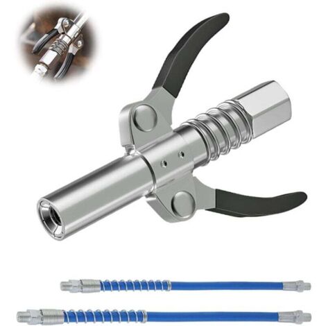 ZVD-Embout Pompe a Graisse, Pompe a Graisse Pneumatique Electrique Manuelle avec Tuyau Flexible, Coupler G pour Pompe à Graisseur Convient pour Tous Types de Presses à Graisse (Double po