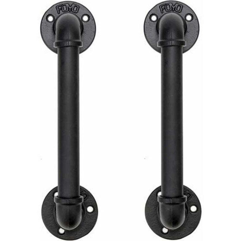 Ensemble de 2 Industriel Tuyau Poignée deTraction de Porte, Barre D'appui, Poignées de Porte de Grange, Antique Rustique En Fonte Pour Rampe,