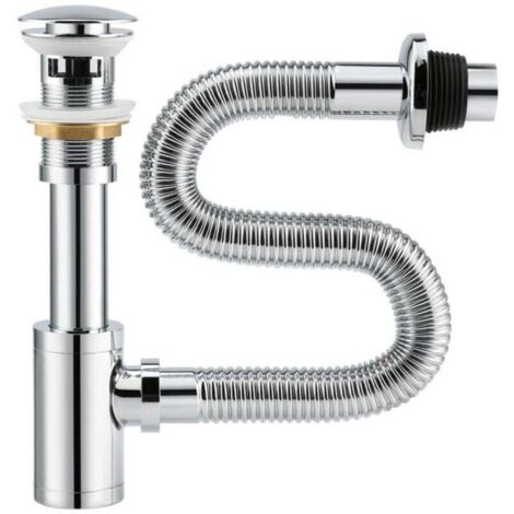 ZVD - Escurridor de lavabo de cobre cromado, de pared, resistente a olores, apto para hoteles familiares, desagüe de pared con orificio, 40 cm