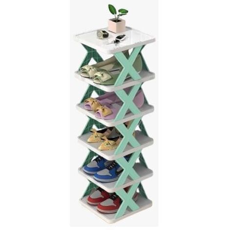 ZVD Étagère à chaussures – Organiseur de chaussures à 6 niveaux pour placard étroit, armoire à chaussures peu encombrante pour chambre à coucher, vestiaire, couloir, garage. (Bleu clair)