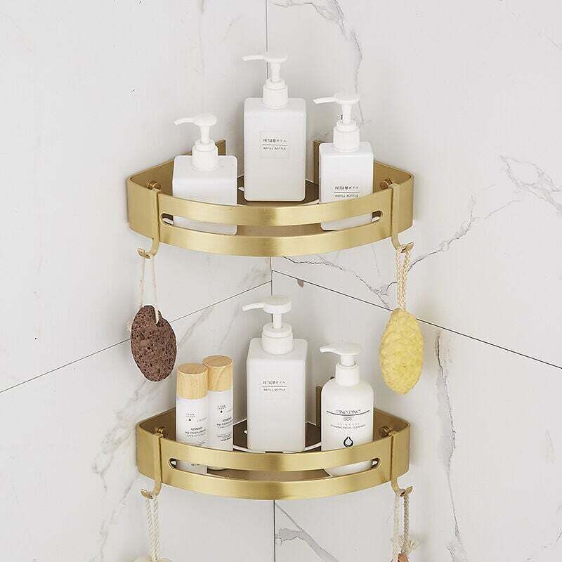 ZVD - tagère Douche Sans Perçage Etagere Angle Salle de BainTablette Salle de Bain Starlight (Or Sable Brillant,2 Niveaux)