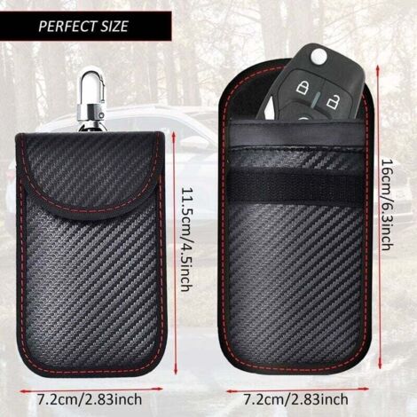 ZVD Etui Anti RFID Clé Voiture Signal Blocage Faraday Pochette Sac, Lot de 2 Pochettes Blocage Signal RFID pour Clé Voiture, Étui de Protection Anti RFID en Fibre de Carbone