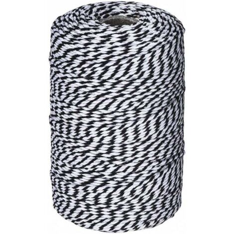 ZVD Ficelle noire et blanche 2mmx100m(noir et blanc), ficelle de boulanger en coton ficelle de cordon de coton pour les vacances