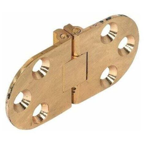 ZVD Folding Table Hinges - For Kitchen Tables, Sewing Machines, Office Furniture, Folding Table Tops - Nickel Plated Steel Flat Concealed Hinges - Polished Brass - 30x65mm - 1 Piece