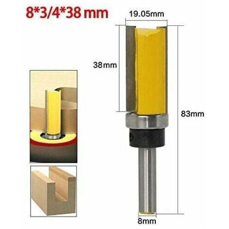 ZVD Fraise à copier, Routeur de Fraise à Bois queue 8mm lame 38mm en Acier Allié Haute Qualité pour travail du bois Massif/Panneau de Particules/ MDF à la main, jaune (83/438mm)