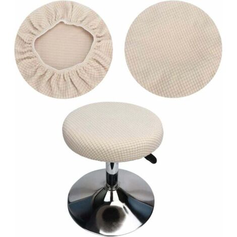 ZVD fundas beige para taburete redondo, funda elástica para taburete redondo, lavable, fácil de limpiar, suave y duradera.