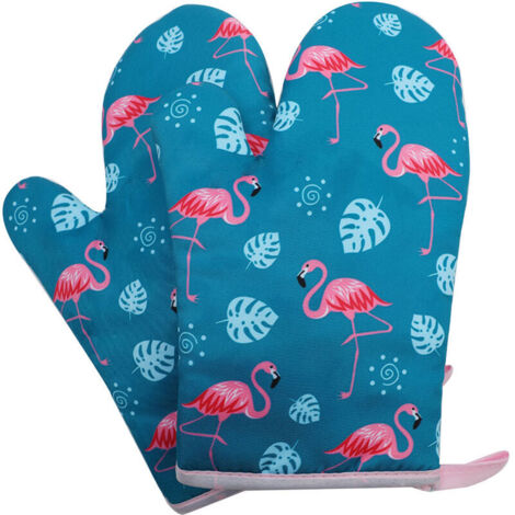 ZVD Gant anti-chaleur Gant de Cuisine, Gant Four Manique Four Oven Mitts Oven Gloves Flamingo Gant Manique Gants Isolants Cuisine Épais Mitaine Four pour Barbecue Cuisson Cuisine 1 Paire blau