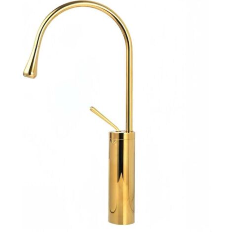 ZVD Grifo de baño, grifo monomando para lavabo, agua fría y caliente, altura 48 cm (dorado)