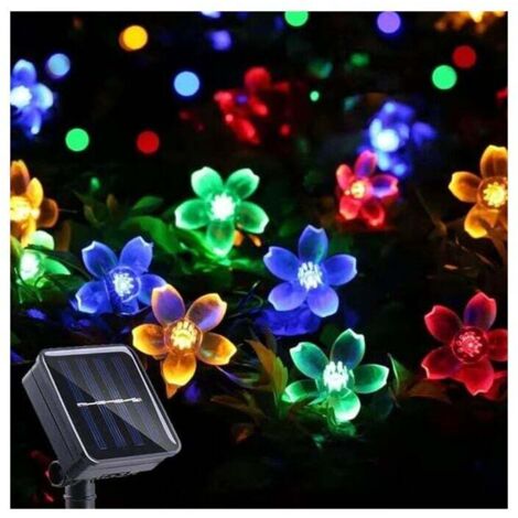 ZVD Guirlande Lumineuse Solaire Chaîne Fleur Cerise Fée 50LED 8 Modes Extérieure étanche Jardin Noël Patio Décoration Intérieure Multicolore