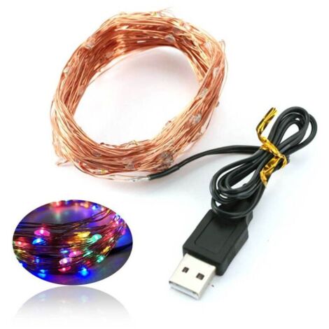 ZVD Guirlande lumineuse USB en cuivre, lampe décorative de Noël à LED, guirlande lumineuse en cuivre avec étoiles, 5 m, 50 lumières, quatre couleurs en option
