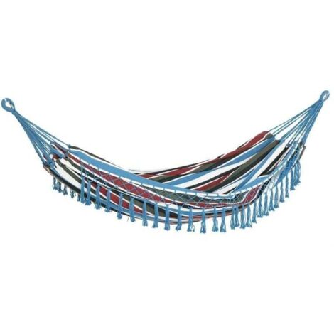 ZVD Hamaca de viaje portátil, estilo hippie chic, de lona con borlas, 200 x 150 cm, color