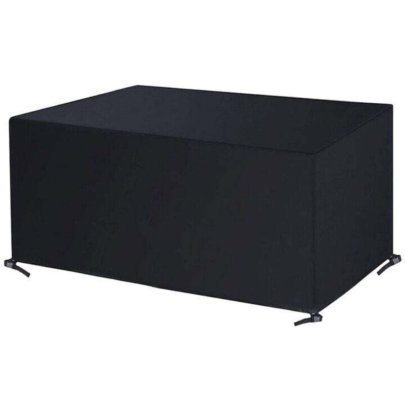 Housse anti-poussière pour table et chaise, tissu Oxford noir 420D, revêtement argenté, imperméable, pour meubles d'extérieur 150x120x71cm - ZVD