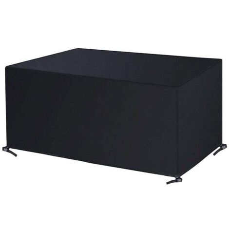 ZVD Housse anti-poussière pour table et chaise, tissu Oxford noir 420D, revêtement argenté, imperméable, pour meubles d'extérieur 150x120x71cm