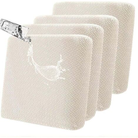 ZVD-Housse de coussin de canapé imperméable, housse de coussin d'extérieur souple et hautement élastique pour enfants et animaux ,(lot de 4) (blanc cassé)