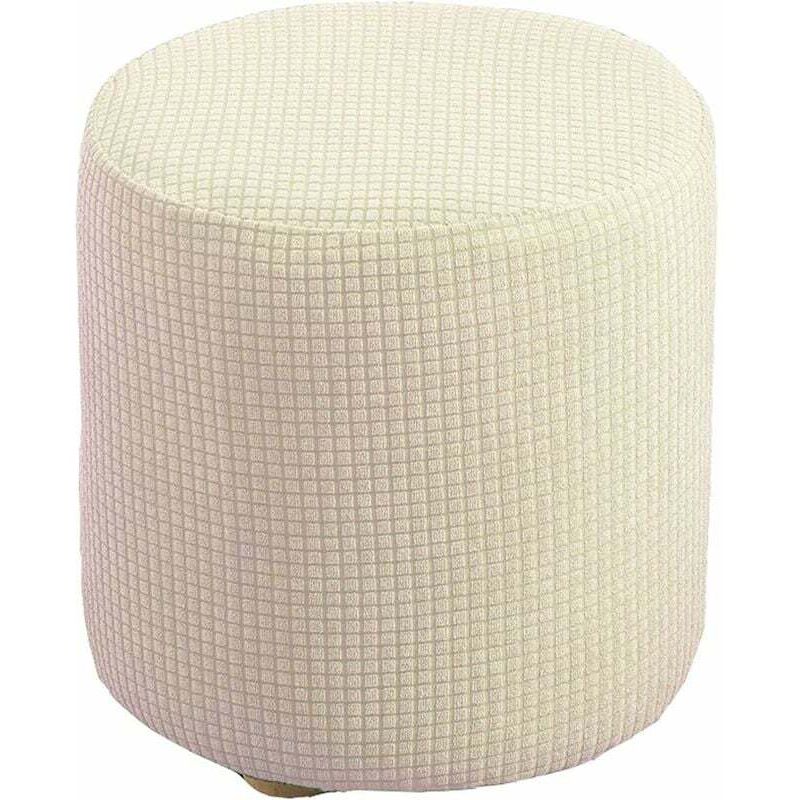 Housse de Pouf Ottomane Carrée/Rond Extensible, Housses de Repose-Pieds en Jacquard Doux pour protéger Le Repose-Pieds, Housse de Pouf avec Fond