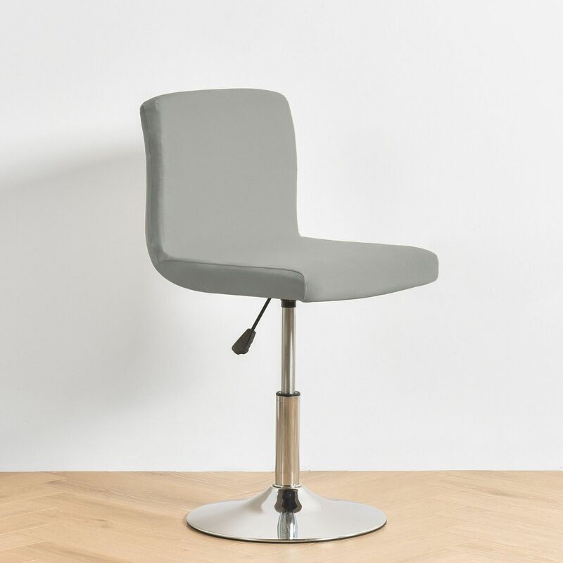 Housse de tabouret de bar avec dossier extensible pour chaise de salle à manger pivotante gris - ZVD