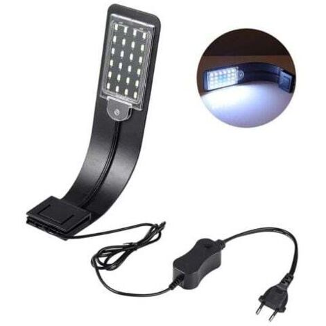 ZVD - Iluminación para acuarios, tira LED para acuarios de agua dulce, luz ultrafina de 10 W IPX7, resistente al agua, con potente abrazadera y 24 LED de luz blanca y azul para acuarios de 30-60 cm.