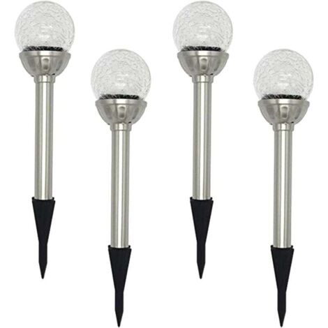 ZVD Jardin Lampe Solaire Extérieur, Pack de 4 Lampes à Piquet Solaire à Globe LED RGB 8, Lampe à Boule de Verre Craquelée à Couleur Changeante, Temps de Travail de 6 à 10 Heures-Fei Yu