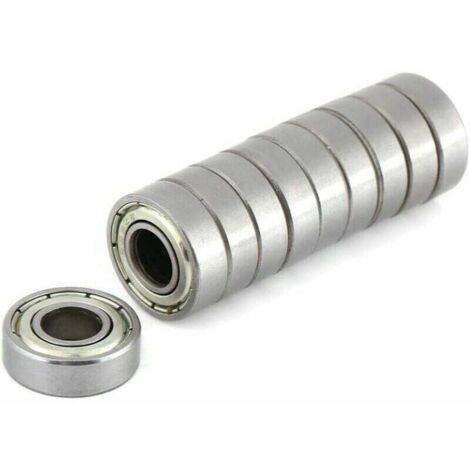 ZVD- Juego de 10 mini rodamientos de bolas resistentes al calor con brida, blindados, fabricados en acero duradero, dimensiones 698ZZ 8x19x6mm.