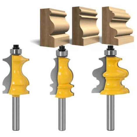 ZVD - Juego de 3 brocas para fresadora de molduras arquitectónicas de 8 mm, broca para fresadora de carpintería,