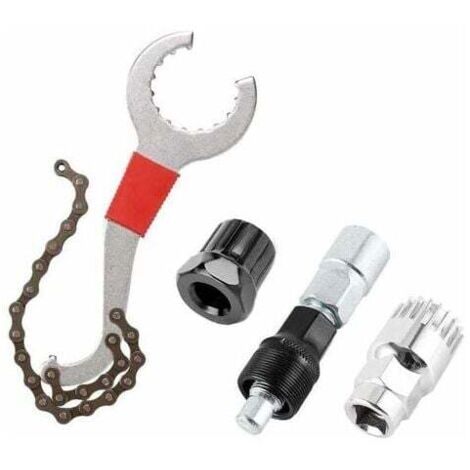 ZVD - Kit de herramientas para quitar el casete del desviador de bicicleta, kit de reparación multifunción con látigo de cadena, herramientas de extracción de manivela, cadena y eje, compatible con bi