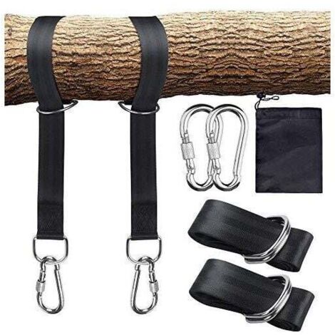 ZVD Kit de sangles de balançoire d'arbre, avec deux mousquetons en acier inoxydable, adapté pour le cintre de pneu, de porche, d'extérieur et de balançoire pour bébé