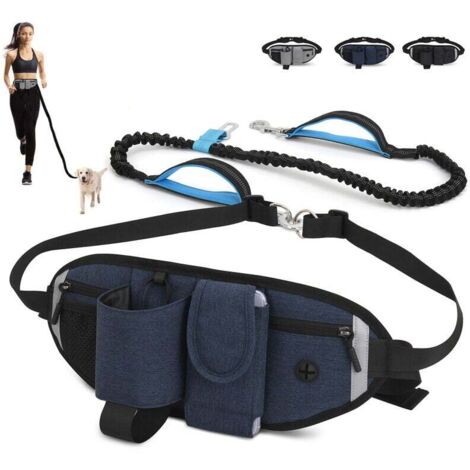 ZVD Laisse Chien Laisse Mains Libres Chien Jusqu'à 110kg Absorption de Choc, Confortable, Couture Réfléchissante, Idéal pour Course à Pied, Jogging et Marche (Bleu)