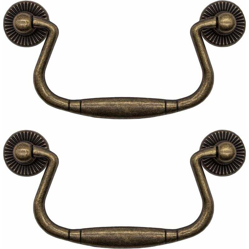 ZVD - Laiton antique - Lot de 2 poignées de tiroir pliantes en fer pour portes d'armoires, commodes, cuisines, buffets, etc 8148mm