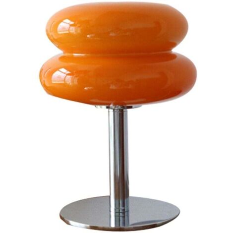 ZVD Lámpara de mesa con forma de tarta de huevo para niñas, ahorro de energía, luz suave, bonita lámpara de mesa de cristal, lámpara de escritorio USB para dormitorio, interruptor pulsador USB naranja