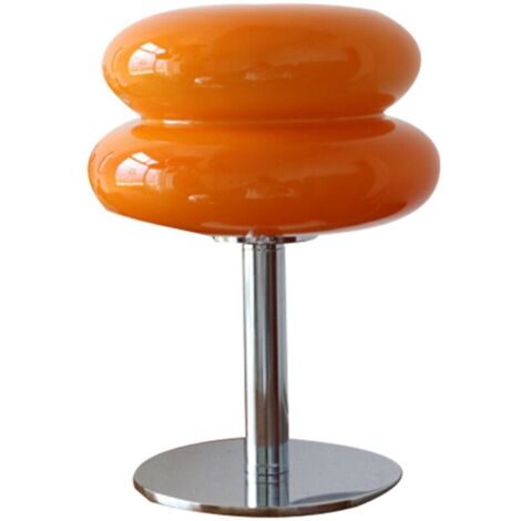 ZVD Lampe de table tarte aux ufs pour filles, économe en énergie, lumière douce, lampe de table en verre mignonne, lampe de bureau USB pour dortoir, interrupteur à bouton-poussoir USB Orange