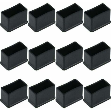 ZVD-Lot de 12 Embouts de Protection Rectangulaires en Feutre de Caoutchouc pour Pieds de Table ou de Chaise - Noir, 15 x 30 mm.-