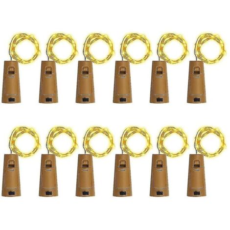ZVD Lot de 12 guirlandes lumineuses à LED pour bouteille de vin, décoration de vacances, pour fête