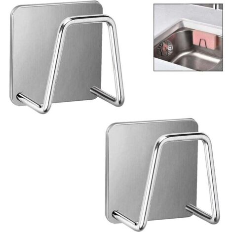 ZVD-Lot de 2 porte-éponges pour évier de cuisine, porte-éponge adhésif, séchage rapide, porte-éponge pour évier de cuisine, porte-éponge étanche en acier inoxydable pour accessoires de cuisine.