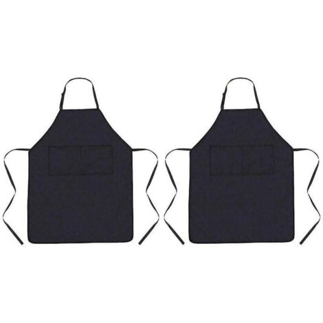 ZVD Lot de 2 tabliers de cuisine imperméables et résistants à l'huile avec sangle de cou réglable et 2 poches