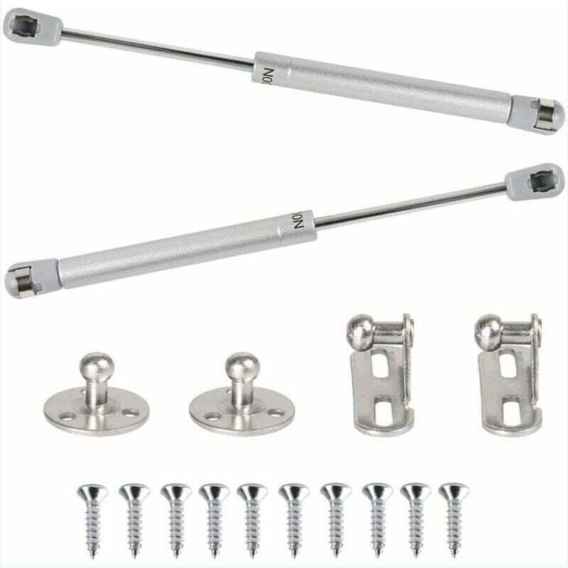 Lot de 2 vérins à gaz hydrauliques 100 n, bras pneumatique pour soulever des amortisseurs à gaz, charnières de porte d'armoire à 90 degrés avec vis
