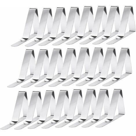 ZVD – Lot de 24 pinces à nappe en inox – Clips de table 7.5 x 4.5 cm – Fixation efficace pour événements et pique-niques – Argent