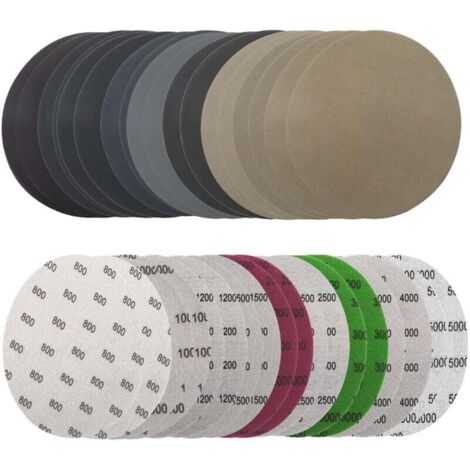 ZVD Lot de 36 Papier de Verre 125mm,Rond Disques de Ponçage, Disque Abrasif 125mm,Disques Abrasif de Ponçage Humide et Sec 800/1000/1200/1500/2000/2500/3000/4000/5000 Pour Disque Rond Poncage 125mm-RA