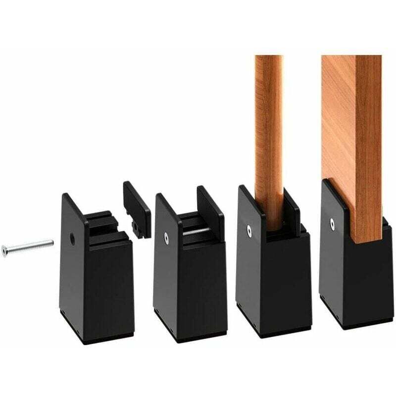 ZVD - Lot de 4 Rehausseurs de Chaise Réglables de 0 à 38mm - Rehausseurs de Meubles de 10cm avec Vis de Fixation - Noir