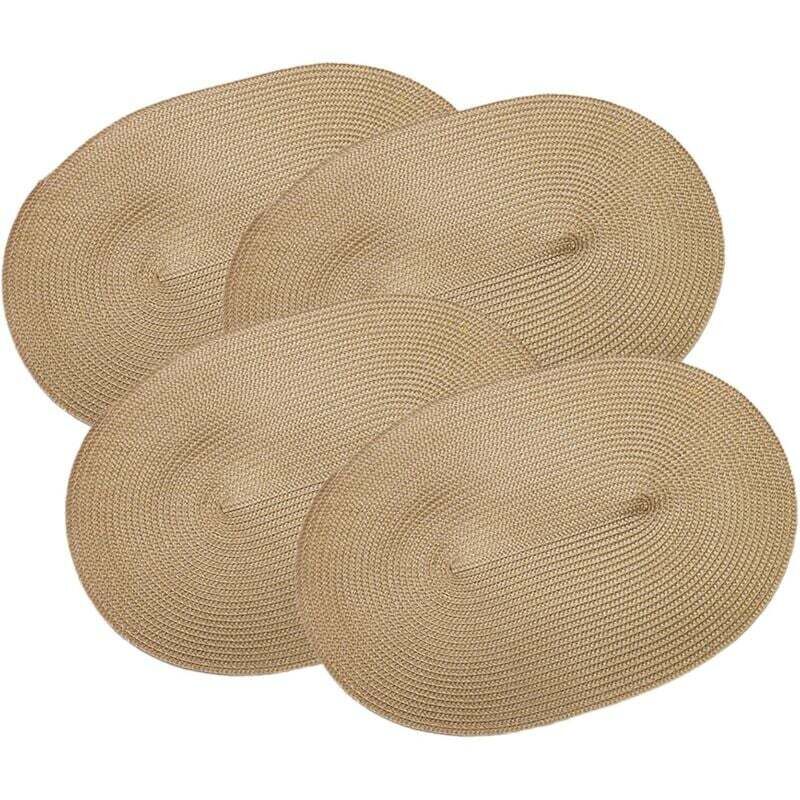 ZVD - Lot de 4 sets de table ovales en toile de jute Beige(3045cm)