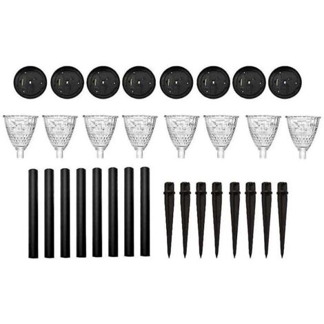 ZVD Lot de 8 lampes solaires d'extérieur à LED, lumière chaude, imperméables, alimentées par l'énergie solaire, idéal pour un jardin