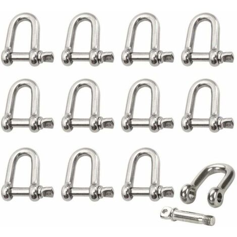 ZVD Manille Inox 12 Pièces M4 Manille Inox Acier Manille de Levage Manille D'anneau de D de Chaîne Manille Goupille Vis Boucle Manille Droite Joint Fermoir pour Chaîne