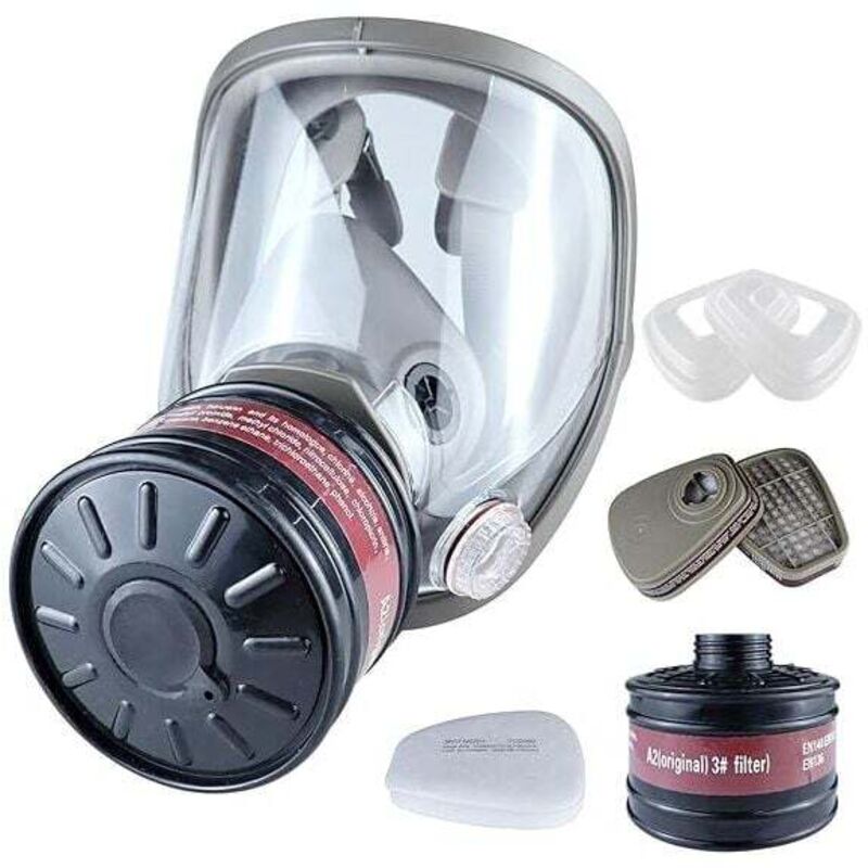 Image of Masque de protection respiratoire entièrement réutilisable avec filtre à charbon actif pour peinture - Protège contre le gaz, la peinture, la