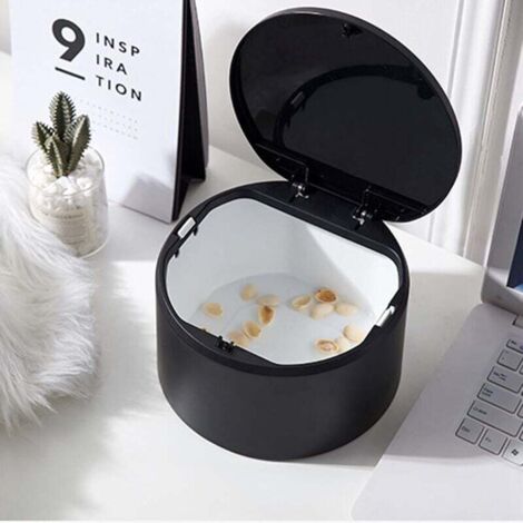 ZVD-Mini Poubelle,Petite Poubelle de Table avec Couvercle pour Salle de Bain,Cuisine,Bureau,Mignon Portable(noir)