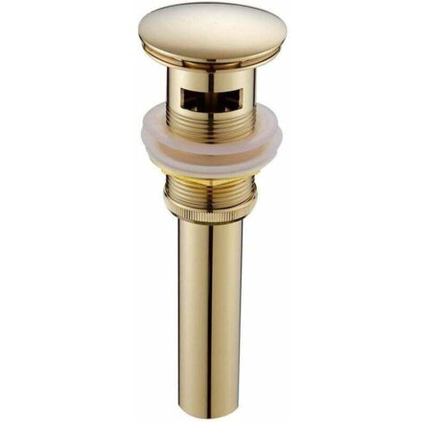 ZVD-Moderne Pop-up Rétro Bouchon Bonde de Lavabo Vidange Clic-clac avec Trop-Plein en Laiton Doré Universel Valve Draineur d’Evier Vasque Siphon avec Trou de Débordement Poli- avec Trop-