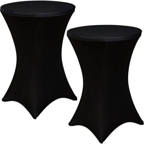ZVD Nappe extensible ajustée en élasthanne pour cocktail, 2 pièces, 24x43 pouces, couverture de Table, événement de mariage, fête (noir, 24x43 pouces)